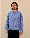 Station Jacket Blue Cotton Stripe Jacquard Oxford Cloth