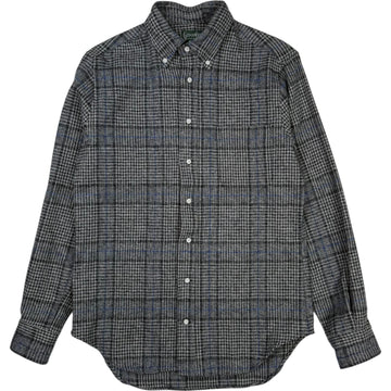 Grey Tweed One Pocket Check Button Down Shirt