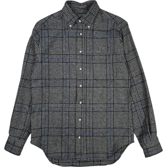 Grey Tweed One Pocket Check Button Down Shirt
