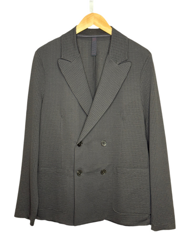 Double Breasted Peak Lapel Blazer Coolmax Seersucker Black