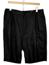 Pleated Linen Shorts Black