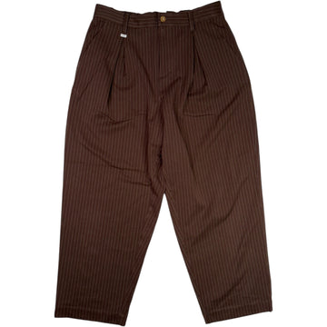 Elastic Waist Baggy Pant Brown Pinstripe