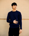 Crewneck Sweater Tricotine Cotton Yarn Navy