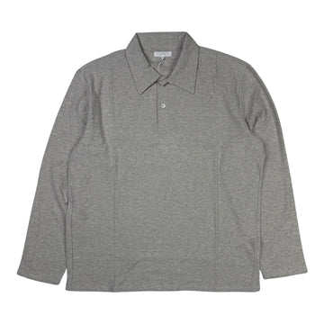 Two Button Nep Polo Grey Melange
