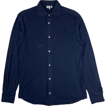 Cotton Jersey Button Front Shirt Navy
