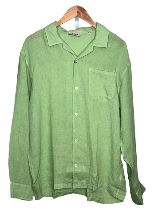 Eliot Garment Dyed Long Sleeve Camp Shirt Mint