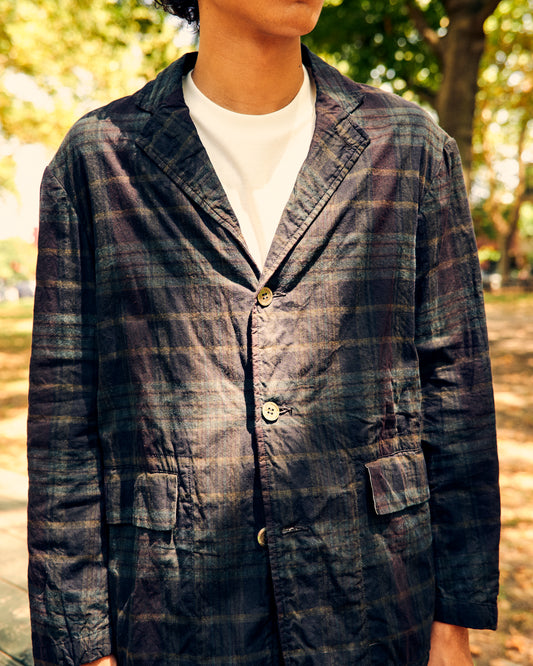 Sumi Madras Check Coverall Charcoal Cotton
