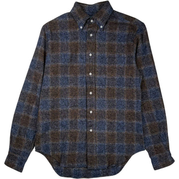 Navy Brown Check Button Front Shirt