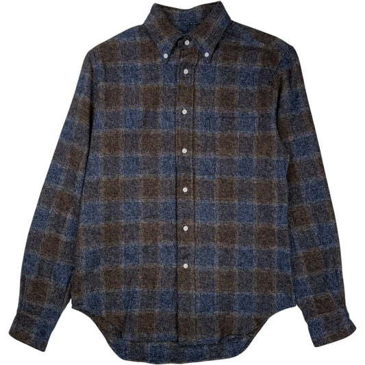 Navy Brown Check Button Front Shirt