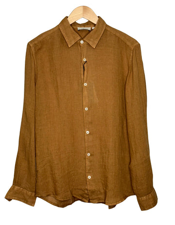 Bond Linen Shirt Garment Dyed Mustard