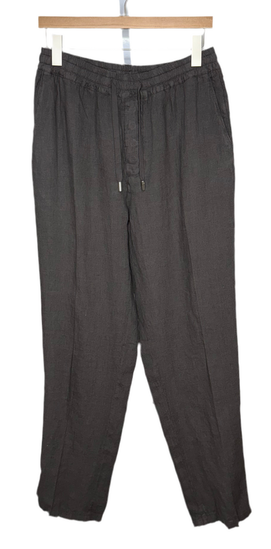 Mattia Straight Leg Pant Linen Charcoal