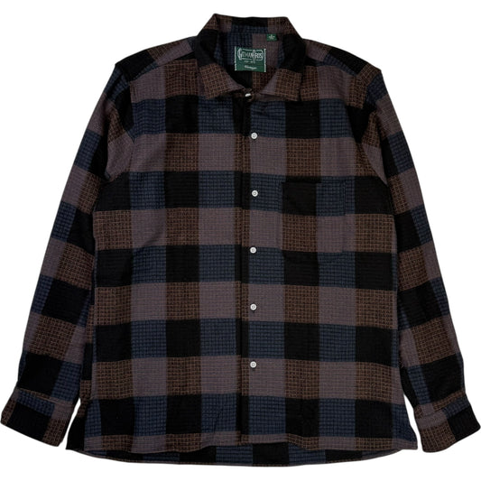 Spread Collar Blue Brown Black Shirt