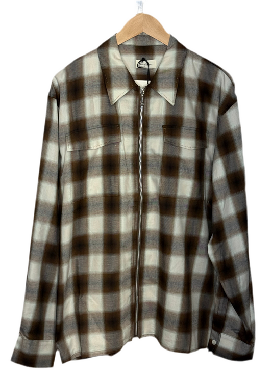 Zip Relaxed Long Sleeve Brown Cotton Cupro