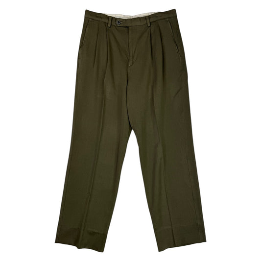 Back Satin Trousers Olive Wool