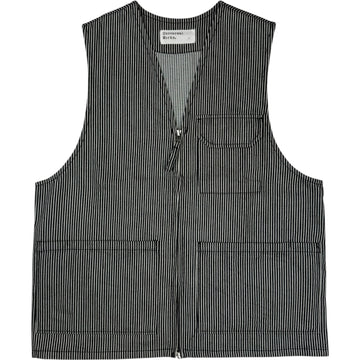 Indigo Hickory Stripe Denim Marine Gilet