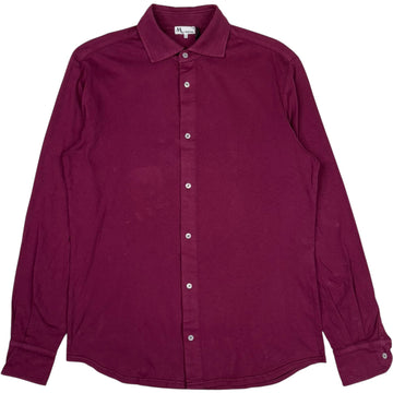 Cotton Jersey Button Front Shirt Maroon