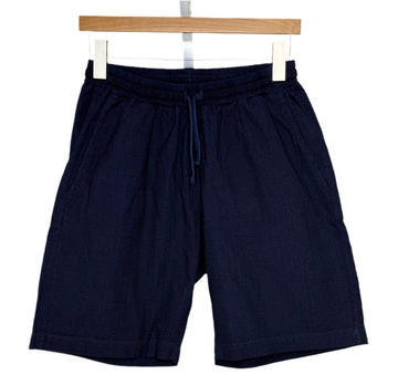 Simple Short Indigo Seersucker