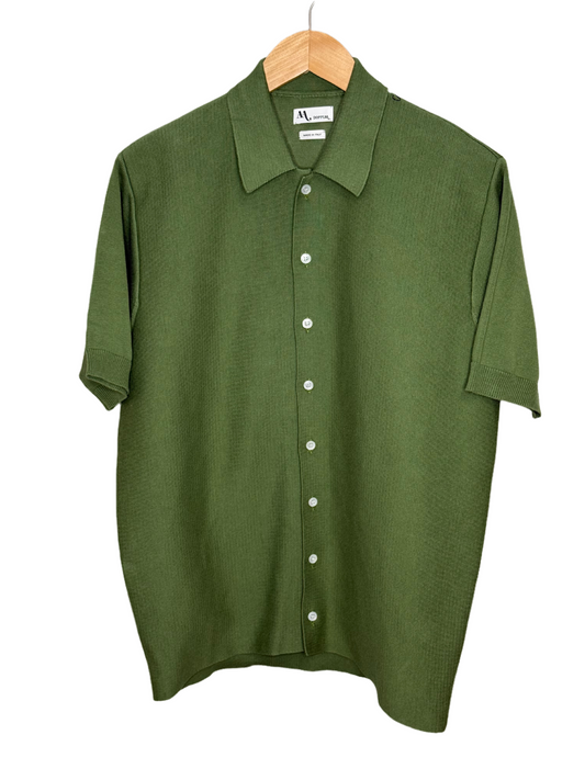 Aars Short Sleeve Cotton Knit Shirt Green