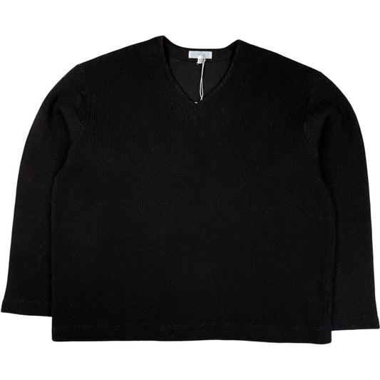V Neck Snap Sweater Black