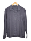 Eliot Garment Dyed Long Sleeve Camp Shirt Navy