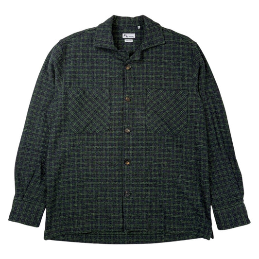 Aabba Cotton Shirt Jacket Navy Green Check