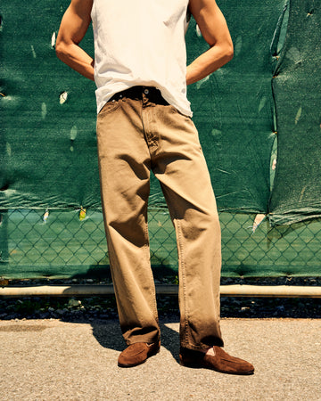 Dip Dyed Jean Cut Trouser Saddle Tan Denim
