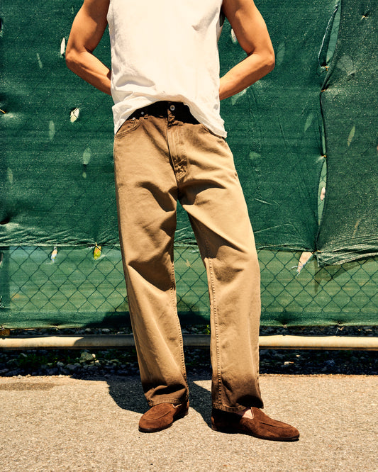 Dip Dyed Jean Cut Trouser Saddle Tan Denim