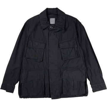 Back Satin Fatigue Jacket Black Cotton