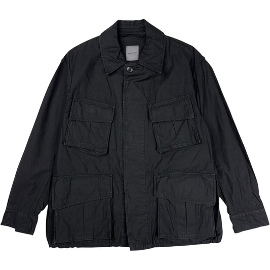 Back Satin Fatigue Jacket Black Cotton