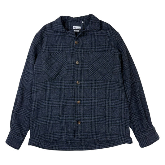 Aabba Cotton Shirt Jacket Navy Black Check