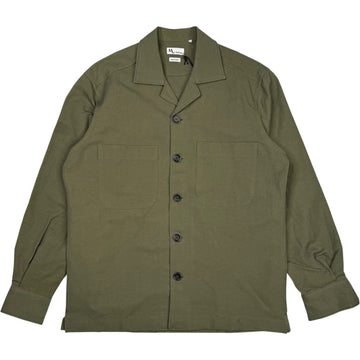 Aabba Cotton-Linen Overshirt Military Green
