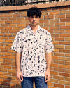 Sidri White Short Sleeve Shirt Black Embroidery Dots