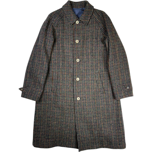 Camargue Coat Harris Tweed Navy Houndstooth