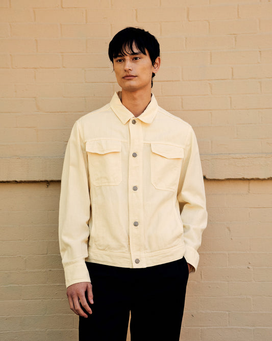 Saul Cotton-Linen Jacket Dark Cream