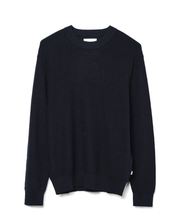 Hope Rib Crew Neck Knit Cotton Blend Navy Melange