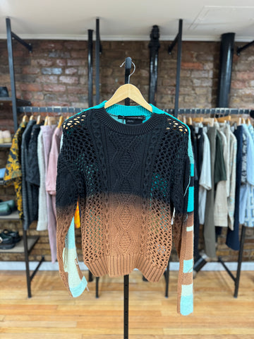 Knitted Fisherman Intarsia Crew Neck Black