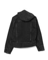 Hooded Denim Blouson Cotton Faded Black