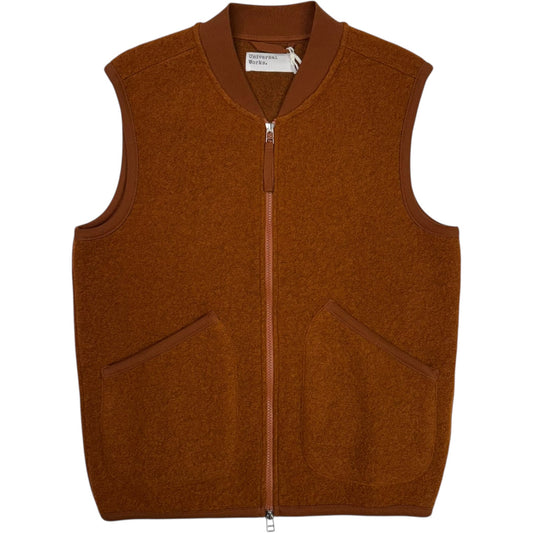 Zip Waistcoat Rust Wool Fleece