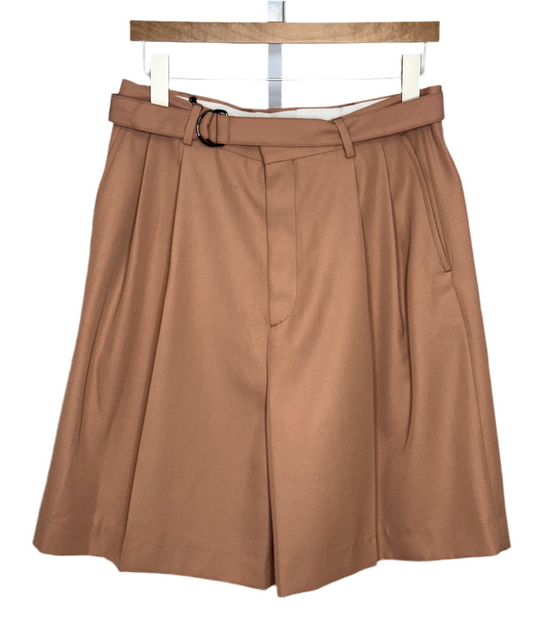 Marshall Double Pleated Belted Wide Leg Short Dusty Pink