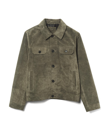 Trucker Jacket Calfskin Moss Green