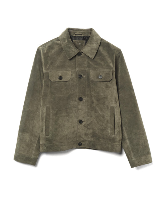Trucker Jacket Calfskin Moss Green