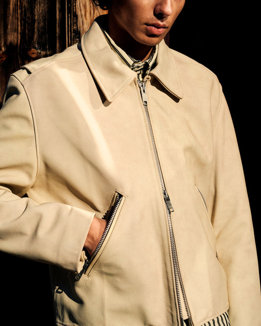 Beni Cropped Leather Ecru