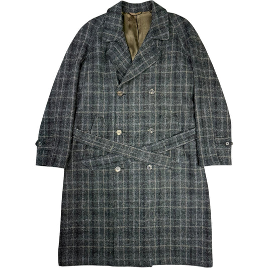 Grandad Coat Harris Tweed Grey Windowpane Check