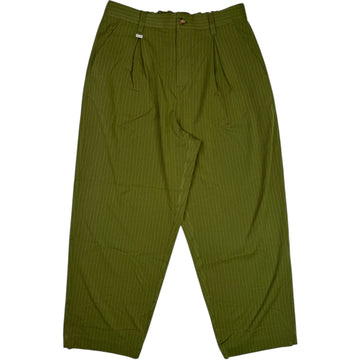 Elastic Waist Baggy Pant Olive Pinstripe