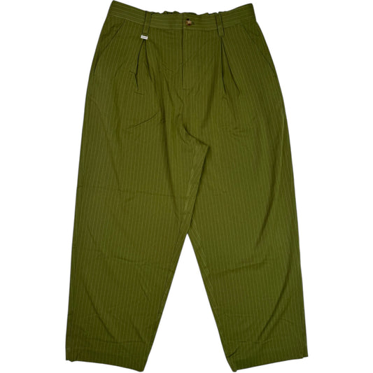 Elastic Waist Baggy Pant Olive Pinstripe