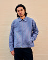 Station Jacket Blue Cotton Stripe Jacquard Oxford Cloth