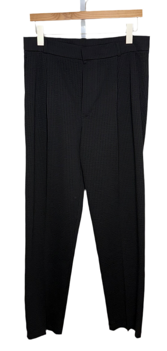 Pleated Trousers Coolmax Seersucker Black