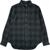Navy Green Tweed Check Button Front Shirt