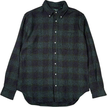 Navy Green Tweed Check Button Front Shirt