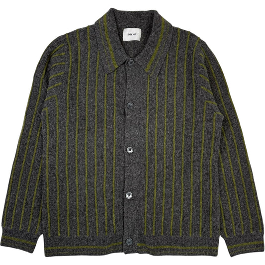Darren Polo Cardigan Grey Melange Wool Blend